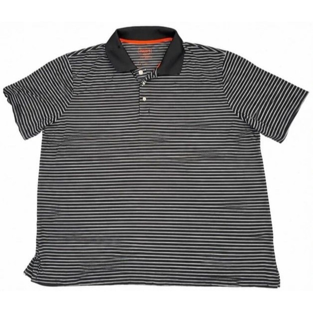 Foundry Supply Co Men’s 4XLT Big Tall Black Gray Striped Polo Shirt